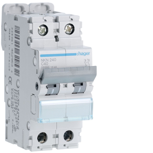 Disjoncteur 2P 10-15kA courbe C - 40A 2 modules-NKN240-3250614629532-HAGER