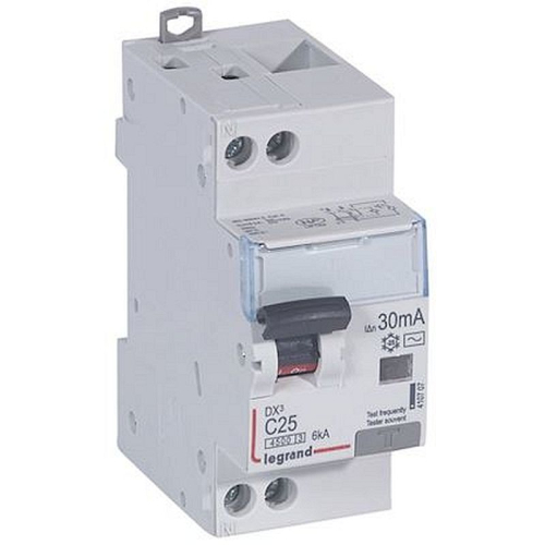 Disjoncteur diff DX³ 4500 - vis/vis -U+N 230V~ 25A - typeAC -30mA -courbe C - 2M-410707-3245064107075-LEGRAND