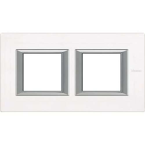 Plaque rectangulaire Axolute Verre 2+2 modules horizontal - Verre blanc-HA4802M2HVBB-8012199980799-BTICINO