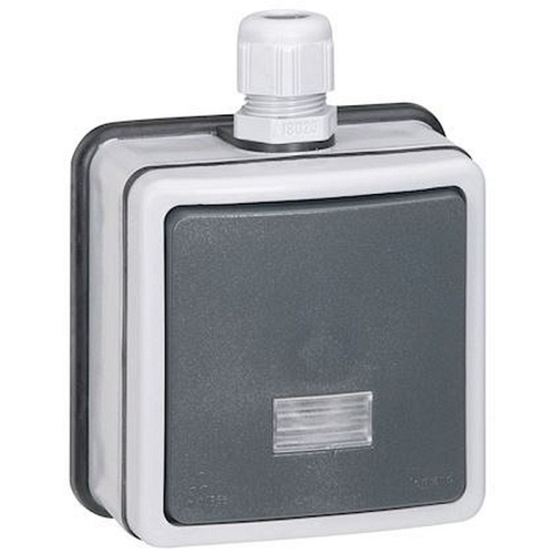 Poussoir étanche NO+NF à voyant Plexo IP66 complet 6A 250V~ - gris-090462-3245060904623-LEGRAND