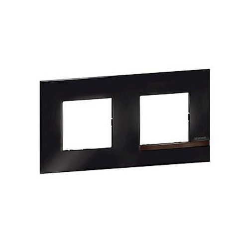 Plaque Altège Déco 2 postes Onyx - noir brillant avec liseré bois foncé-BTAL9ON2-8005543601860-BTICINO