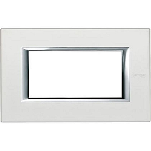 Plaque rectangulaire Axolute Aluminium anodisé 4 modules - Argent-HA4804SAN-8005543479490-BTICINO