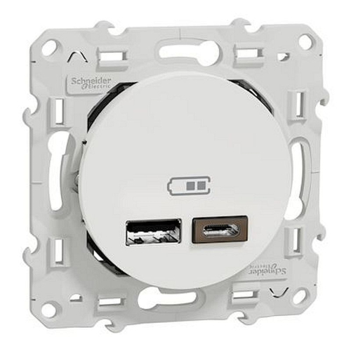 Odace - prise USB double - type A+C - Blanc - 5 Vcc - 2,4A-S520401-3606480319525-SCHNEIDER ELECTRIC FRANCE