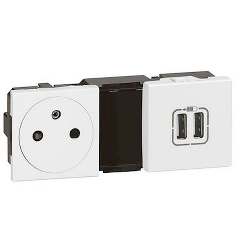 Prise de courant Surface + chargeur 2 USB Type-A Mosaic - 2x2 modules - blanc-077595-3414970766083-LEGRAND