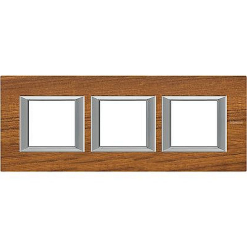 Plaque rectangulaire Axolute Bois 2+2+2 modules horizontal - Teck-HA4802M3HLTK-8012199959139-BTICINO