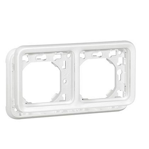 Support plaque 2 postes horiz Plexo composable IP55 - blanc Artic antimicrobien-070794-3245060707941-LEGRAND