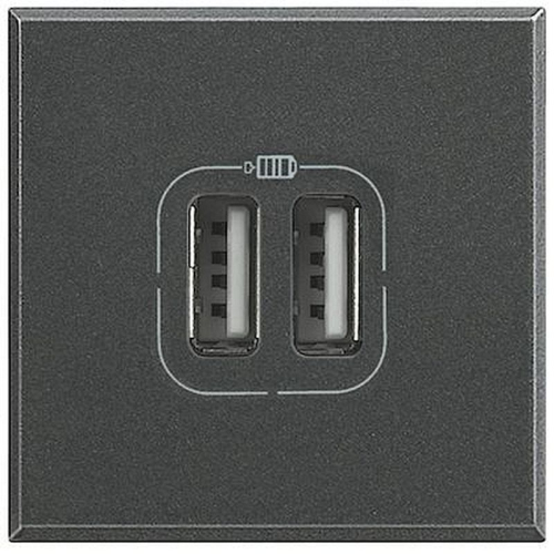 Chargeur USB double Axolute 5V 230V 2,4A - finition Anthracite - 2 modules-HS4285C2-8005543488591-BTICINO