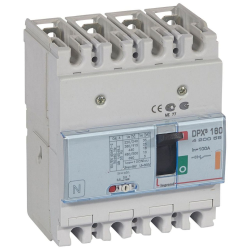 Disjoncteur magnétothermique DPX³160 pouvoir de coupure 25kA 400V~ - 4P - 100A-420055-3245064200554-LEGRAND