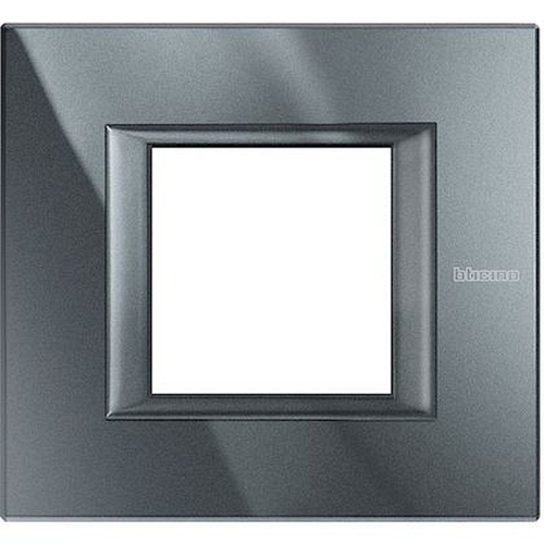 Plaque rectangulaire Axolute Aluminium monochrome 2 modules - Anthracite-HA4802HS-8005543513699-BTICINO