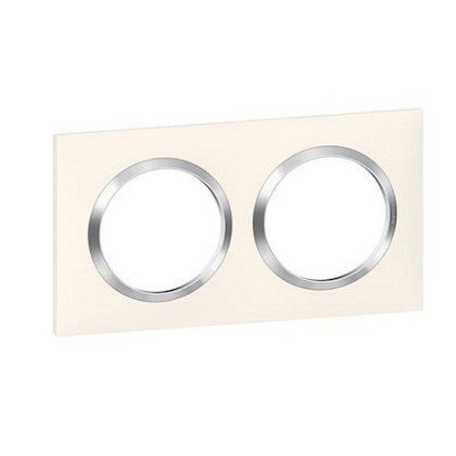 Plaque carrée dooxie 2 postes finition blanc avec bague effet chrome-600842-3414971020139-LEGRAND