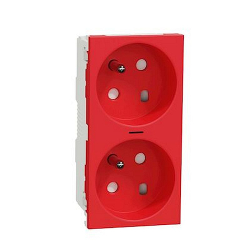 Unica - prise double lumineuse 2P+T - FR - 45DEG - détrompage - Rouge - méca seu-NU306103S-3606489454326-SCHNEIDER ELECTRIC FRANCE