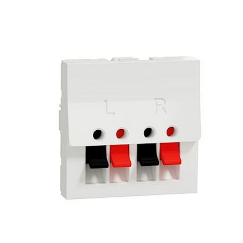 Unica - prise haut-parleur 2 sorties rouge + noir - 2 mod - Blanc - méca seul-NU348618-3606489456078-SCHNEIDER ELECTRIC FRANCE