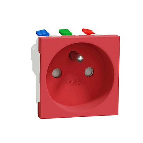 Unica - prise 2P+T - FR - 90DEG - raccord rapide traversant - Rouge - méca seul-NU305903-3606489454227-SCHNEIDER ELECTRIC FRANCE