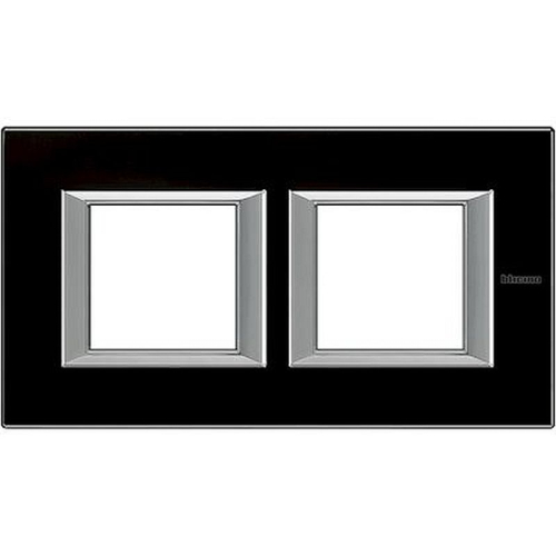 Plaque rectangulaire Axolute Verre 2+2 modules horizontal - Noir nuit-HA4802M2HVNN-8012199958996-BTICINO