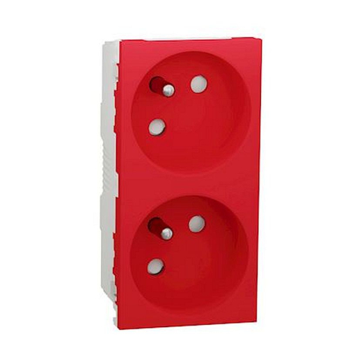 Unica - prise double 2P+T - FR - 45DEG - connexion rapide - Rouge - méca seul-NU306903-3606489454449-SCHNEIDER ELECTRIC FRANCE