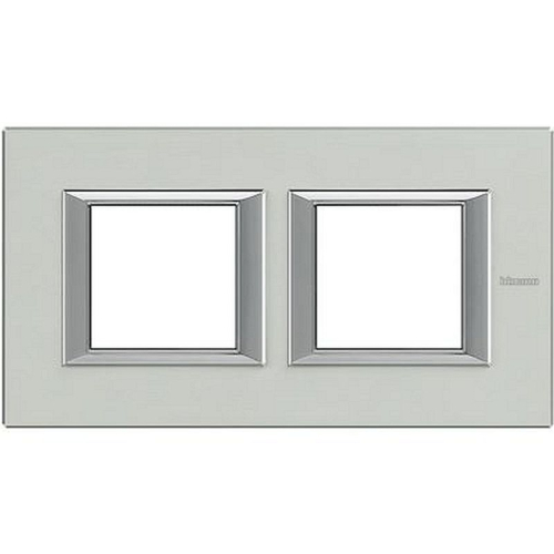 Plaque rectangulaire Axolute Aluminium brossé 2+2 modules horizontal - Naturel-HA4802M2HXC-8012199959030-BTICINO