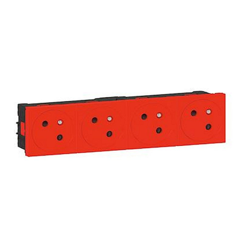 Prise 4x2P+T Surface Mosaic Link à raccordement latéral 8 modules - rouge-077174L-3414971576834-LEGRAND