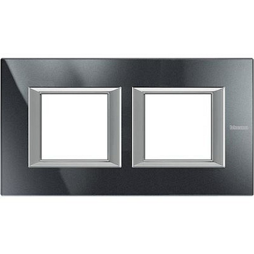 Plaque rectangulaire Axolute Aluminium monochrome 2+2 modules hori. - Anthracite-HA4802M2HHS-8005543513743-BTICINO