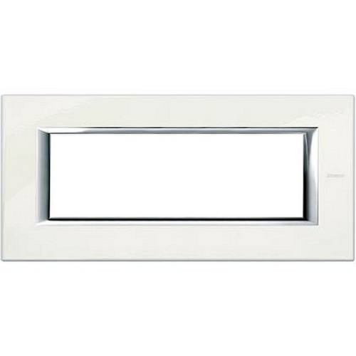 Plaque rectangulaire Axolute Aluminium laqué 6 modules - Blanc-HA4806BG-8012199785882-BTICINO