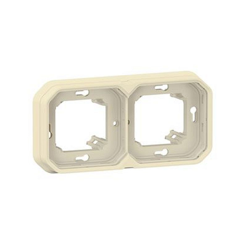 Support plaque encastré 2 postes montage horizontal/vertical Plexo sable-069853L-3414972110631-LEGRAND