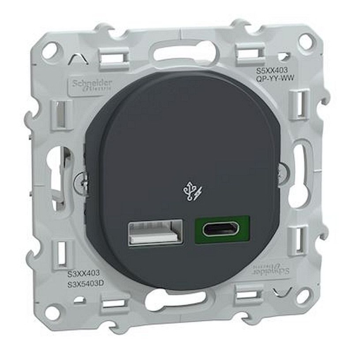 Ovalis - Chargeur USB type A 7,5W +C 45W - Forte puissance type C - Anthracite-S340403-3606482162921-SCHNEIDER ELECTRIC FRANCE
