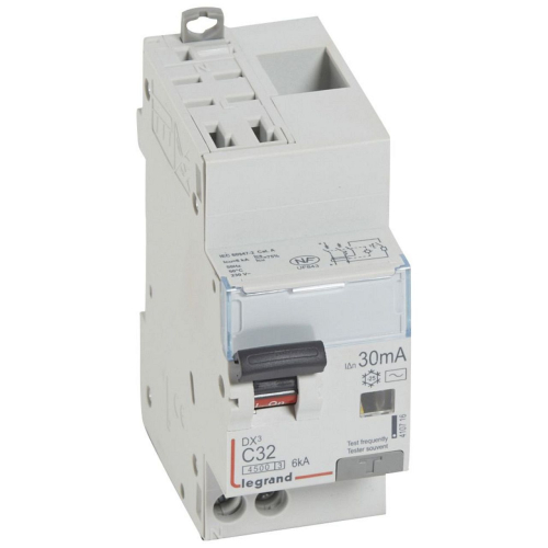 Disjoncteur diff DX³ 4500 -auto/vis -U+N 230V~ 32A - typeAC - 30mA -courbe C -2M-410716-3245064107167-LEGRAND