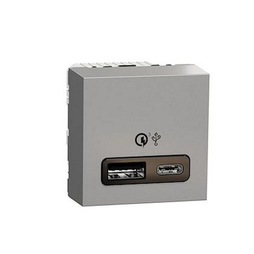 Unica - prise chargeur USB double - rapide 18W - 3,4A type A+C - 2 mod - alu-NU301930-3606481806925-SCHNEIDER ELECTRIC FRANCE