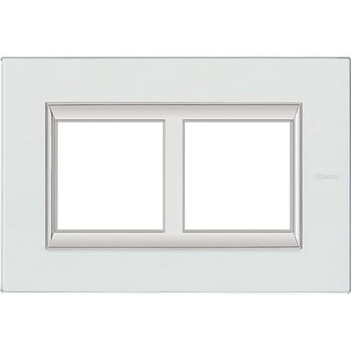 Plaque rectangulaire Axolute Verre 2+2mod horiz rénovation entraxe 57mm Cristal-HA4832/2VKA-8012199811086-BTICINO