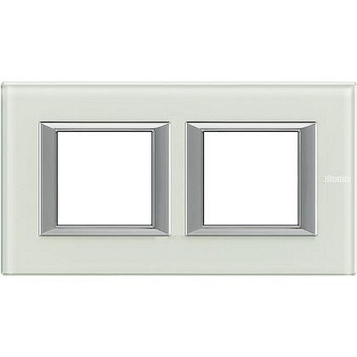 Plaque rectangulaire Axolute Verre 2+2 modules horizontal - Whice-HA4802M2HVSW-8012199959061-BTICINO