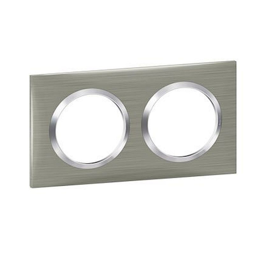 Plaque carrée dooxie 2 postes finition effet inox brossé-600872-3414971020580-LEGRAND