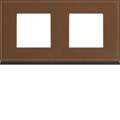 Plaque gallery 2 postes horizontale 71mm matiere coffee leather-WXP4912-3250617196673-HAGER