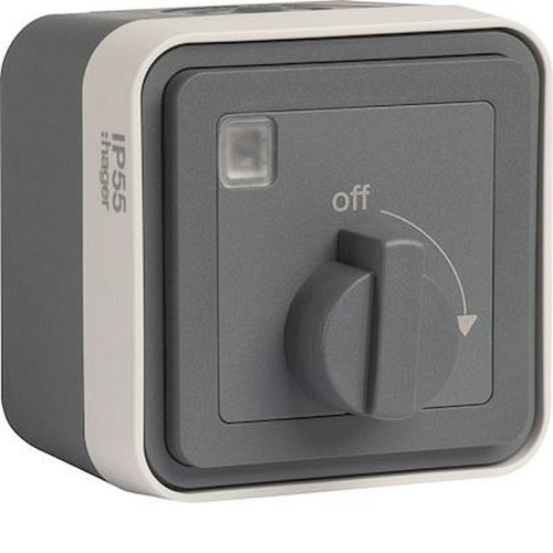 cubyko Minuterie bouton rotatif saillie gris IP55-WNC009-3250617170093-HAGER