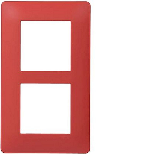 essensya Plaque 2 postes verticale entraxe 57mm, Rouge émail-WE476-3250617104760-HAGER