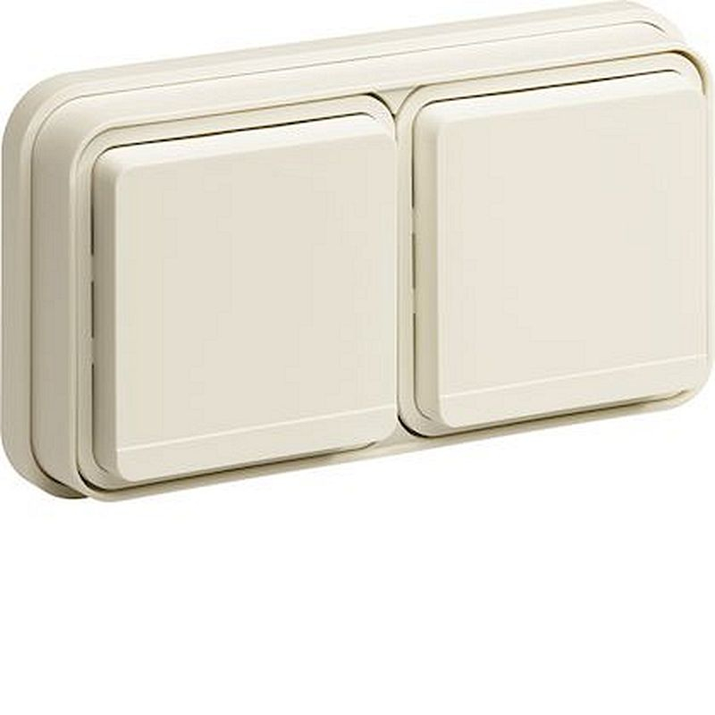 cubyko Prise double horizontale 2P+T saillie blanc IP55