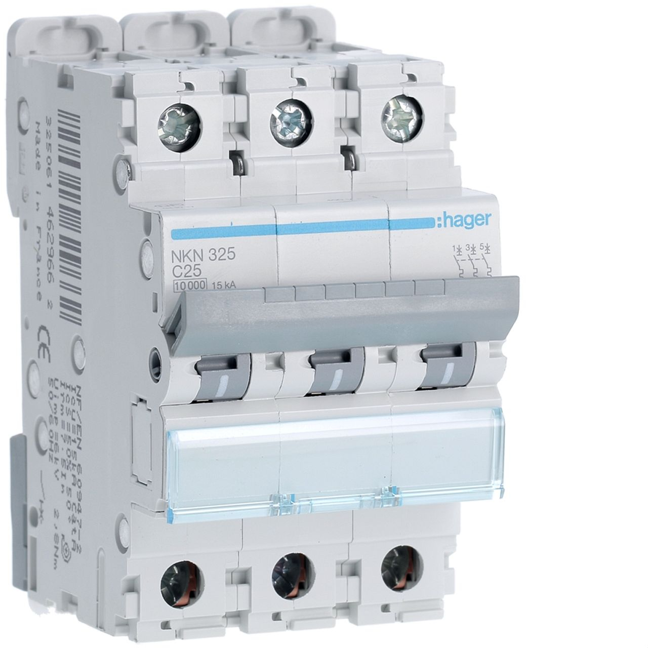 Disjoncteur 3P 10-15kA courbe C - 25A 3 modules