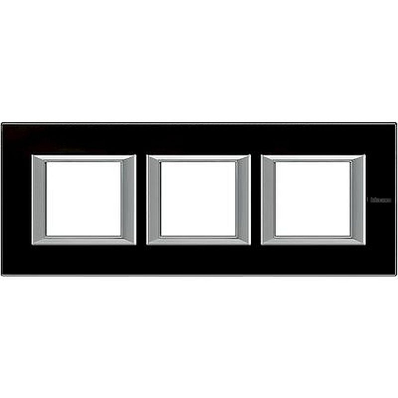 Plaque rectangulaire Axolute Verre 2+2+2 modules horizontal - Noir nuit