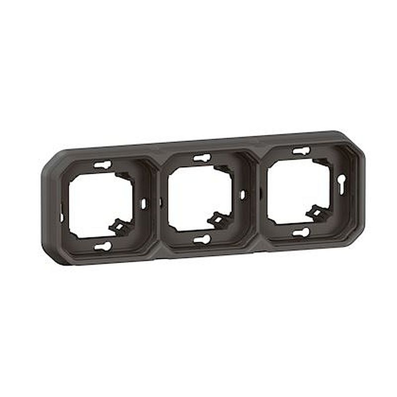 Support plaque encastré 3 postes montage horizontal/vertical Plexo anthracite