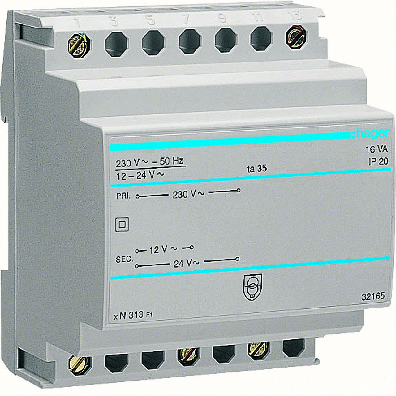 Transformateur sécurité 16VA 230V-12 à 24V