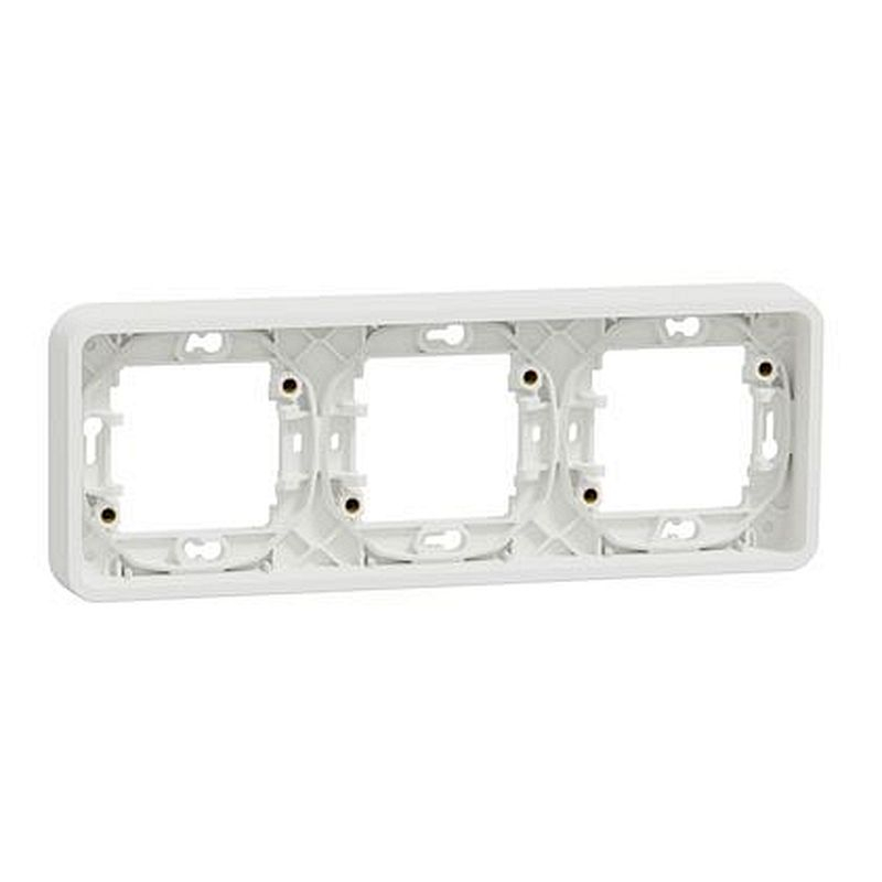 Mureva Styl - Cadre 3 postes horizontal - encastré - IP55 - IK08 - blanc