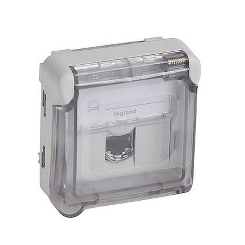 Prise RJ45 étanche catégorie6A STP Plexo composable IP55 gris