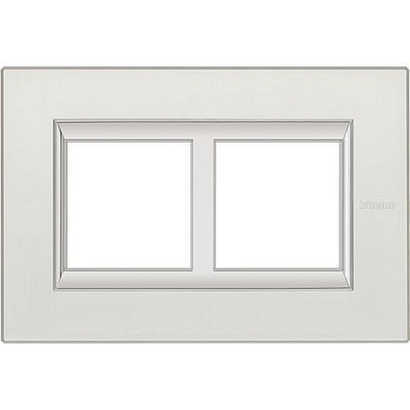 Plaque Axolute Aluminium anodisé 2+2mod horiz - rénovation entraxe 57mm - Argent