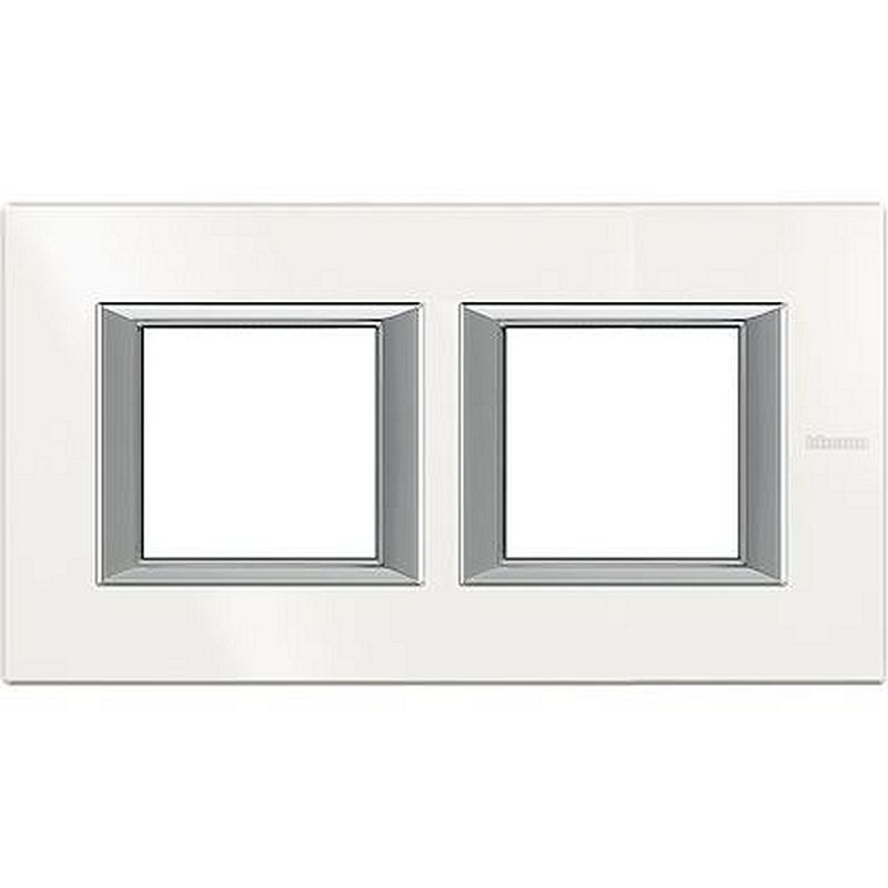 Plaque rectangulaire Axolute Aluminium monochrome 2+2 modules horizontal - Blanc