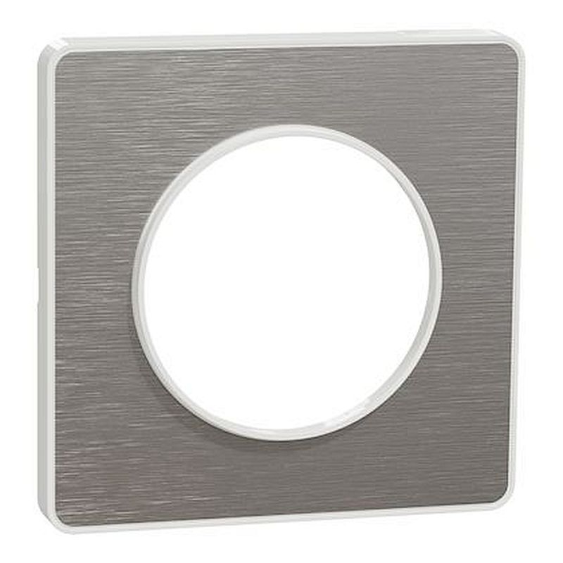 Odace Touch, plaque Aluminium brossé avec liseré Blanc 1 poste