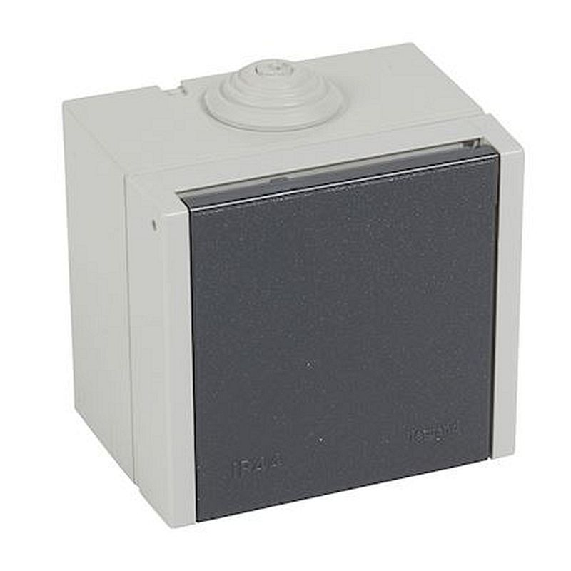 Prise étanche 3P+N+T à volet Plexo 20A 400V IP44 IK08 saillie - gris