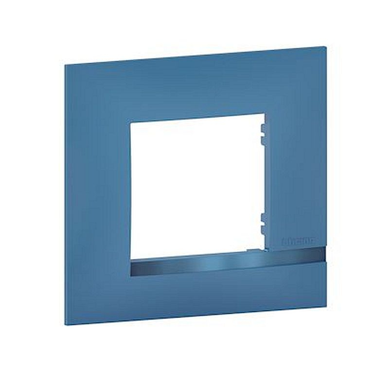 Plaque Altège Déco 1 poste Lagon - bleu avec liseré bleu métallisé