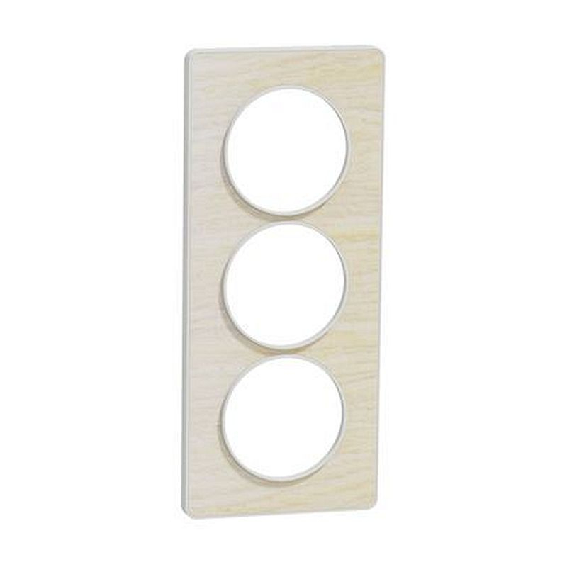 Odace Touch, plaque Bois nordique avec liseré Blanc 3 postes verticaux 57mm