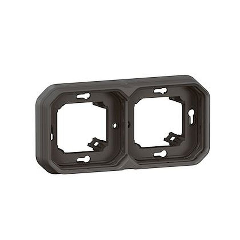 Support plaque encastré 2 postes montage horizontal/vertical Plexo anthracite