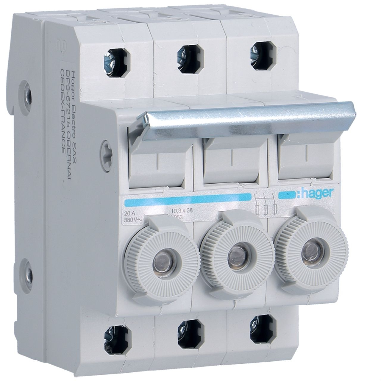 Porte-fusible combiné 3P 20A 380V L38 3M avec cartouche