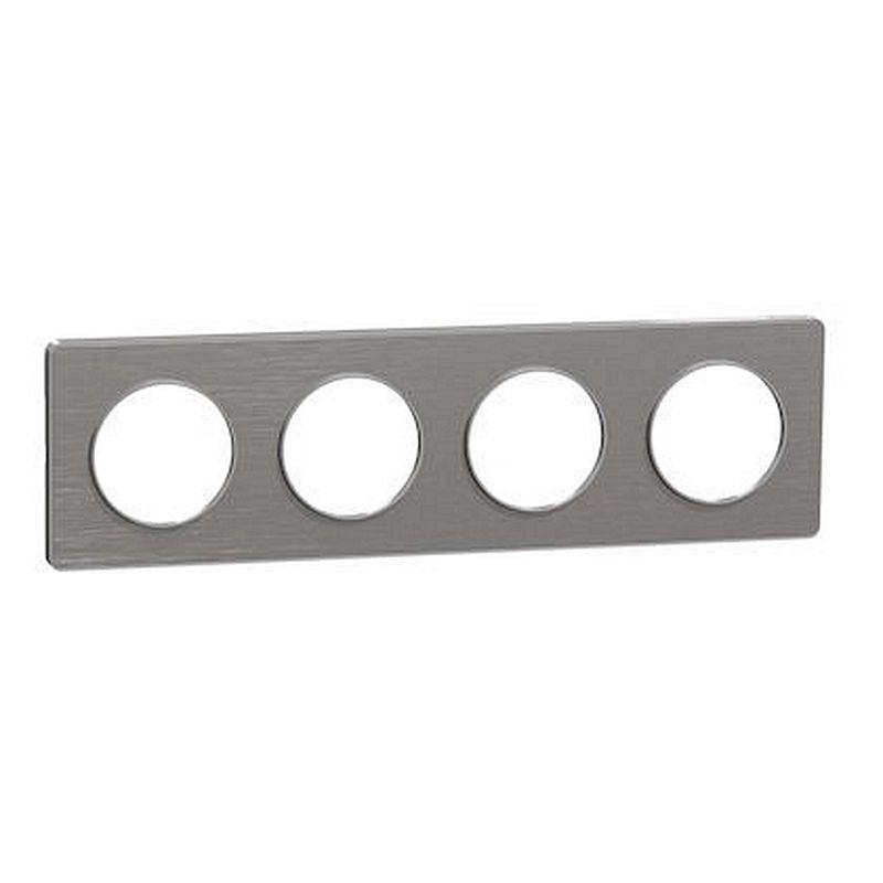 Odace Touch, plaque Aluminium brossé liseré Alu 4 post. horiz./vert. 71mm