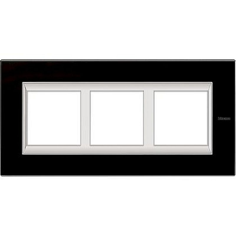 Plaque Axolute Verre 2+2+2modules vertical - rénovation entraxe 57mm -Nuit noire